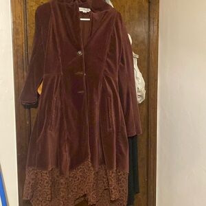 Burgundy Vintage Jacket with lace at the bottom (3 buttons)